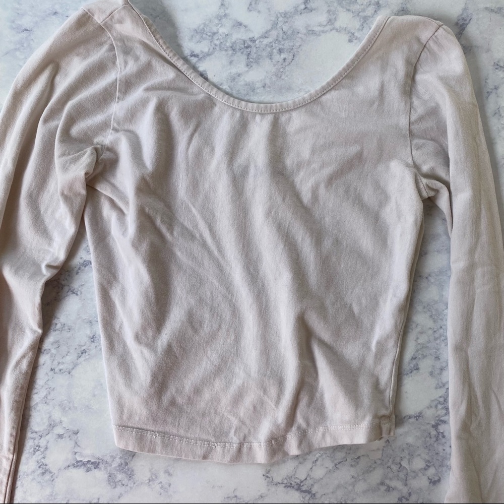 Cream long sleeve cropped Brandy Melville Top